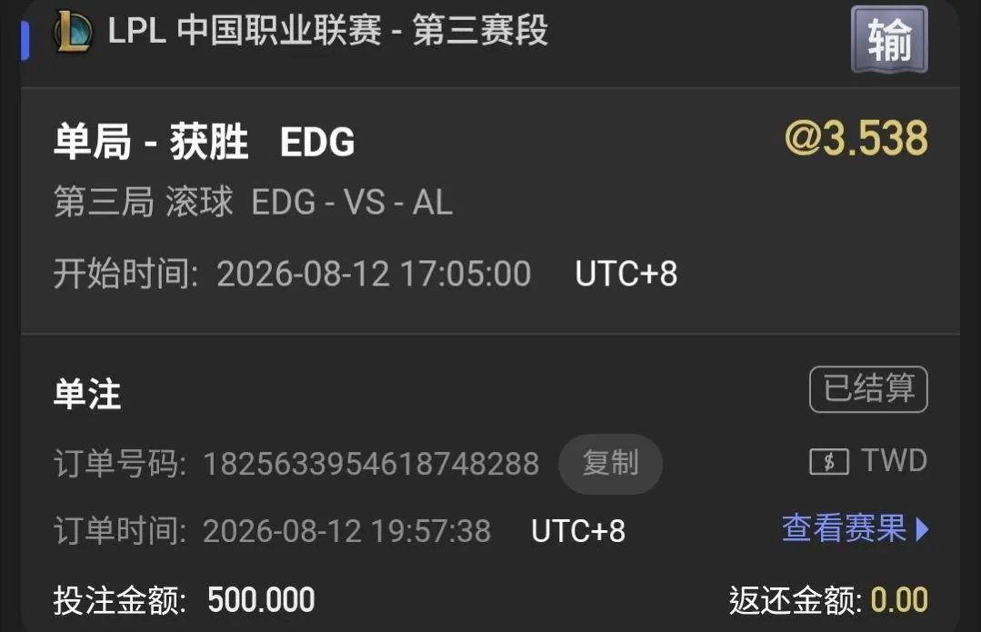 電競 8/12 走地 對衝(示範文)(保命示範) 圖片